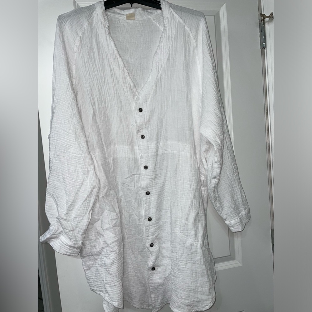 Igenjun Button Down Beach Coverup| Oversized Top| Dress - Picture 2 of 5
